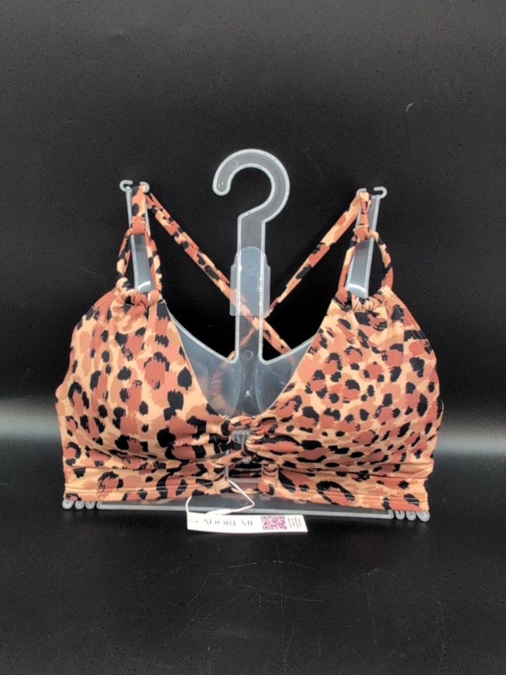Adore Me Tatiana Triangle Bikini Swim Top Leopard Animal Print Small NWT